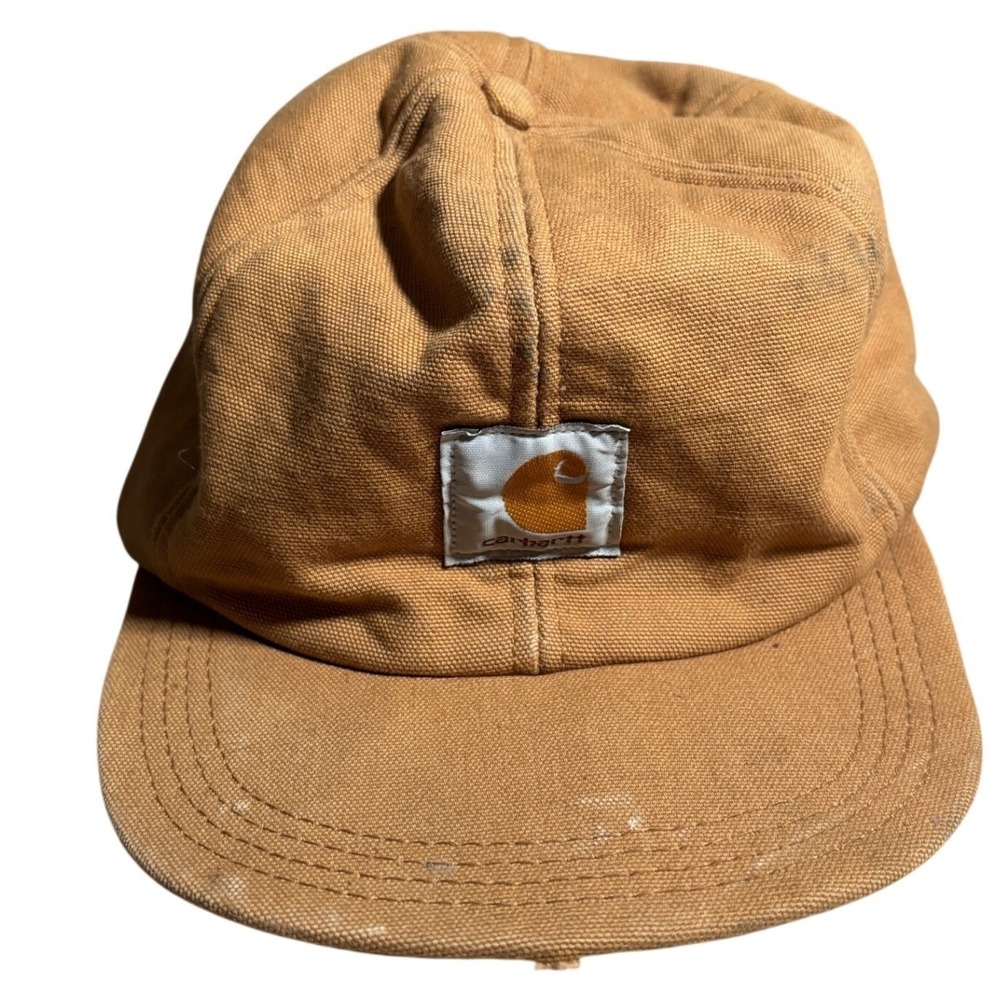 Vintage Carhartt Trapper Hat Insulated Ear Flap Brown Duck Canvas Flannel Lg USA